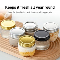 Pot en verre scellé pour la cuisine 500ml Bouteille de distribution de miel pour nid de confiture Pot de stockage d'affichage d'aliments pour la cuisine domestique avec couvercle doré