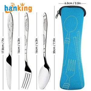 Ensemble de couverts Ehanking, couteau, fourchette et cuillère en acier inoxydable portables, vaisselle lavable avec sac de rangement pour couverts de voyage - Product Image 5