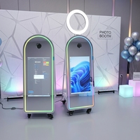 Location de cabine photo pour mariages et événements, cabine photo miroir de 43 pouces avec caméra intégrée, éclairage RVB, écran tactile pour selfie
