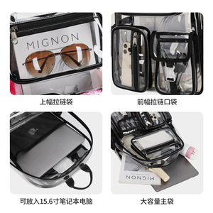 Mok Transparent Tpu <b>Backpack</b> 18 In <b>Large</b> Capacity Unisex Student <b>School</b> Bag For Travel And Daily Use - Product Image 3