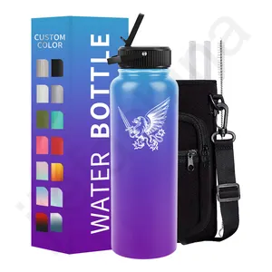 Custom Logo 32OZ Double Wall Vacuum Insulated Bottles Stainless Steel Sports Water Bottle With Sleeve Brush