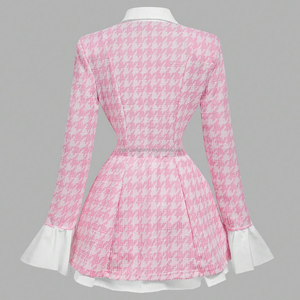 Blazer-robe 2-en-1 sur mesure pour <span class=keywords><strong>femme</strong></span> avec boutons perlés, manches longues et volants plissés, coupe cintrée à la taille - Product Image 6