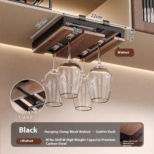 Étagère Suspendue Haut de Gamme en Noyer Vintage pour Verres à Vin Rouge Design Luxe Léger pour la Maison - Product Image 6