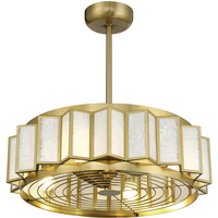 Ventilateur de plafond moderne de haute qualité à lame en acier doré et à gradation pour villa, maison, salon, lampes suspendues