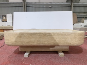 Modern Wabi-Sabi Luxury High End Home Furniture Wholesale Rectangular Italian Beige Travertine Marble <strong>Coffee</strong> <strong>Table</strong> <strong>Rectangle</strong> - Product Image 5