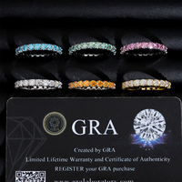 RINNTIN ZF148 Hot Sale Gekleurde Moissanite Ring 925 Sterling Zilver 3mm D VVS Moissanite Diamant Eternity Ring