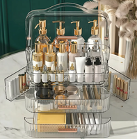 Boîte de rangement en plastique transparente anti-poussière de grande capacité pour cosmétiques de table