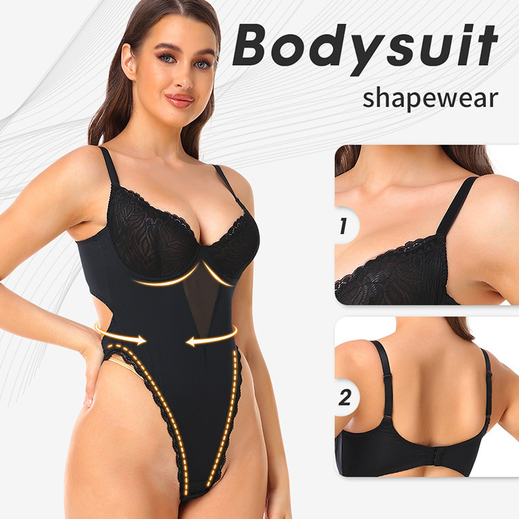 Backless Lace Shapewear Dress (T210630): side profile showing zones and edge stability