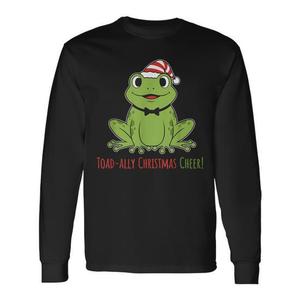 Camiseta de manga larga con estampado de anfibios, Frog Lover Toad Ally Christmas Cheer, linda y divertida - Product Image 1