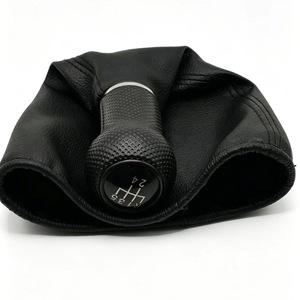 Chen Can Car Gear <b>Knob</b> Black Leather <b>Shift</b> Lever Cover For Volkswagen Manual Transmission 5 Speed - Product Image 2