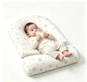 Coussin incliné pratique multicolore en polyester pour nourrisson avec bande auto-agrippante pour l'alimentation au biberon anti-vomissement - Product Image 4