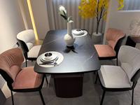 Ensemble de salle à manger extensible en dalle de roche - Table de salle à manger moderne 4 places avec chaises pour usage hôtelier