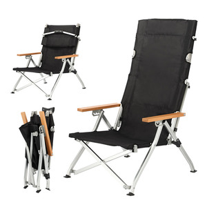 Chaises de plage pliables de petite taille pour le camping, dossier réglable, chaise longue relaxante d'extérieur avec accoudoirs - Product Image 1