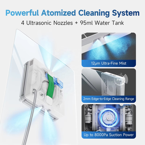 Robot Nettoyeur de Vitres Électrique Fmart W8 pour Usage Domestique, 50 min d'Autonomie, <span class=keywords><strong>Adsorption</strong></span>, Adhérence des Bords à 2 mm, Contrôle par Application et Télécommande - Product Image 5