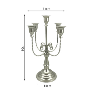 Candélabre classique à cinq bras, décoration de mariage personnalisée, centre de table, artisanat en métal, décoration pour hôtel, salle de banquet, <span class=keywords><strong>maison</strong></span> - Product Image 4