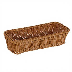 Hot Selling Handweaved Eco-Friendly Washable PP Plastic Rattan Durable Multifunction Rectangle Cutlery <b>Basket</b> for Knife and Fork - Product Image 2