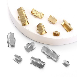 Stainless Steel Rope Buckles Gold Silver Plated DIY Jewelry Accessories Cord Straps Lock Edge <b>Clips</b> For Handmade Jewelry - Product Image 1