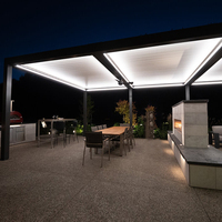 Pergola de jardin extérieure en aluminium thermolaqué, facile à assembler, avec éclairage LED et commande motorisée/manuelle, style moderne pour balcon
