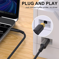 Cable USB C a B para Impresora, Cable USB B a C Trenzado de Nailon de Alta Velocidad, Compatible con Impresora/Escáner/Fax/Teclado MIDI