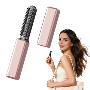 Mini peigne lisseur anionique professionnel, <span class=keywords><strong>brosse</strong></span> <span class=keywords><strong>chauffante</strong></span> électrique portable <span class=keywords><strong>pour</strong></span> <span class=keywords><strong>cheveux</strong></span> <span class=keywords><strong>crépus</strong></span>, anti-brûlure, coiffeur de voyage - Product Image 1