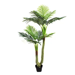 160cm Cheap Indoor Home Decor Tall Plastic Double Trunk Bonsai Faux Plants Artificial Fake Kwai Coconut Palm Trees With Pot