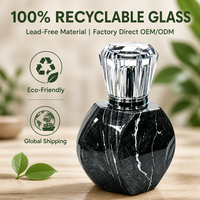 Botol Parfum Kaca Desain Marmer Heksagonal yang Dapat Disesuaikan, Tutup Bersegi, Finishing Matte, Sablon, Hot Stamping
