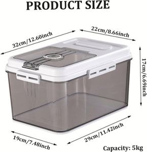 15Kg 30Kg Rectangle 1-3L Injection PP Plastic Rice <b>Storage</b> <b>Bin</b> Food Organize <b>Box</b> Container Grain Cereal Bucket Freshness - Product Image 3