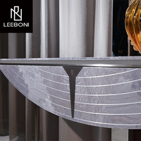 Table console moderne de luxe de haute qualité en contreplaqué avec plateau en marbre et pieds en acier inoxydable