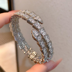 Fashion Cuff <b>Bracelets</b> <b>Copper</b> Zircon 18k Rose Gold Plated Three Layer Snake Design Micro Insert Jewelry Gift Spring 2025 - Product Image 3