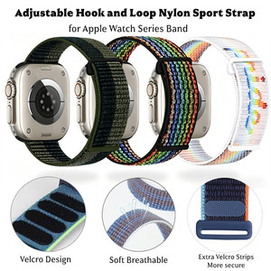 Bracelet sport en nylon pour <span class=keywords><strong>Apple</strong></span> <span class=keywords><strong>Watch</strong></span> 42 <span class=keywords><strong>mm</strong></span> 46 <span class=keywords><strong>mm</strong></span> 49 <span class=keywords><strong>mm</strong></span> pour femmes et hommes, sangles tressées réglables et respirantes pour Iwatch - Product Image 1