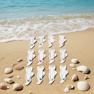 Cavigliera in ceramica colorata con conchiglie, 2 pezzi per colore, gioielli alla moda da donna - Product Image 2