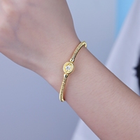 Pulseras de Plata de Ley 925 con Acabado Satinado y Circonitas, Chapadas en Oro Amarillo de 18K, Joyería de Lujo en Oferta, Pulseras Cristianas