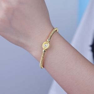 Hot Selling Artic Jewellery Satin Finish Sterling Silver 925 Jewellery 18K Yellow Gold Plated Zircon Charm <b>Bracelet</b> Trendy Gifts - Product Image 2