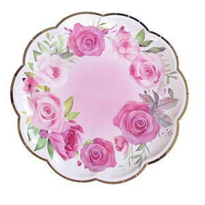 Assiettes et serviettes en papier florales de luxe, fournitures de fête, décoration florale rose pour baby shower, bridal shower, tea party, <span class=keywords><strong>anniversaire</strong></span> - Product Image 6