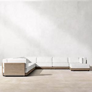 Muebles Modulares de Esquina de Teca Modernos para Exteriores, Juego de Sofás Seccionales de Lujo para Patio y Jardín - Product Image 4