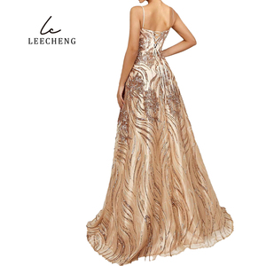 Abito da sera in stile bohémien oro di alta qualità con paillettes modello modello <span class=keywords><strong>Haute</strong></span> <span class=keywords><strong>Couture</strong></span> con Glitter sul petto - Product Image 6