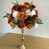 FL-164 Composition florale en boule de fleurs aux couleurs d'automne, marron, pour centres de table de mariage et événements