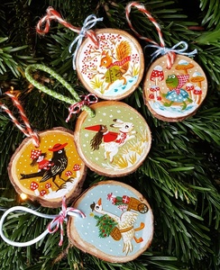 Peinture personnalisée DIY Famille <span class=keywords><strong>Boule</strong></span> <span class=keywords><strong>de</strong></span> Noël Arbre Ornements Tranches <span class=keywords><strong>de</strong></span> <span class=keywords><strong>Bois</strong></span> Rondes Naturelles - Product Image 1
