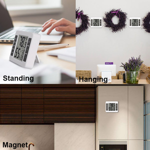 Dijital Büyük LCD Ekranlı İç Mekan Termometresi Higrometre, Sıcaklık ve Nem Alarm Saatli, Ev Ofis Mutfak İçin - Product Image 2