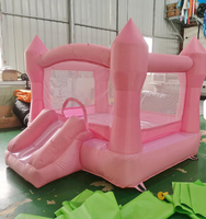 Château gonflable rose avec toboggan jungle pour enfants, château rebondissant, maison de rebondissement, château gonflable