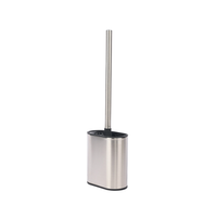 Brosse de toilette en acier inoxydable avec manche long et support en silicone pour salle de bain, maison et hôtel