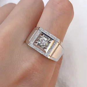 Real Gold Ring Jewelry White Gold Genuine Diamond Ring for Men