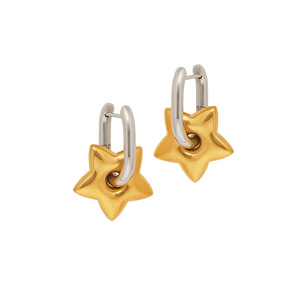 Pendientes de Aro de Acero Inoxidable Chapados en Oro de 18K, Estilo Vintage, Diseño de Estrella Gruesa, Doble Uso, Forma de Corazón para Aniversario de Mujer - Product Image 2
