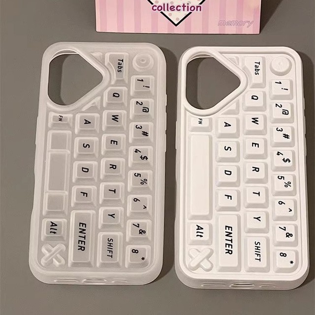 Cute Stereo Keyboard TPU Phone Protective Case for iPhone 16 15 14 Pro Max Lovely Transparent Shockproof Phone Cover
