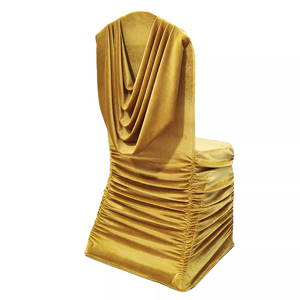 Hochwertige Hochzeiten Gold Velvet Ruffled Drape Stuhl bezug - Product Image 2