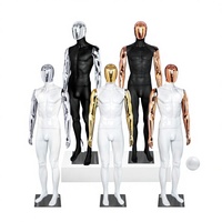 Maniquí de Plástico de Cuerpo Completo Masculino, Electrochapado en Oro Rosa, con Base, para Exhibición en Tiendas de Ropa Masculina, Cuerpo Humano Realista