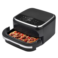 Friteuse à air intelligente 8-en-1 de 6 L, format familial extra-large, convient aux pizzas de 30 cm, technologie de chauffage double, fenêtre et lumière, compatible lave-vaisselle