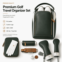 Ensemble cadeau de golf en cuir PU avec logo personnalisé, organiseur de voyage pour le golf avec housse de tête, gant et accessoires de golf de luxe