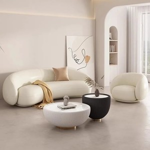 Tessuto nordico divano curvo luce di lusso salone di bellezza semplice design moderno negozio di abbigliamento creativo agnello velluto netto rosso - Product Image 2