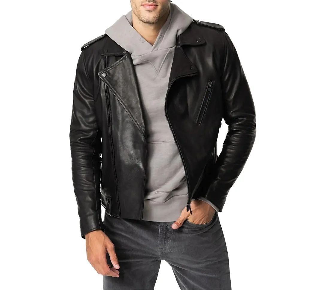 Custom Classic Side Lace Motorcycle Biker Leather Jacket for man